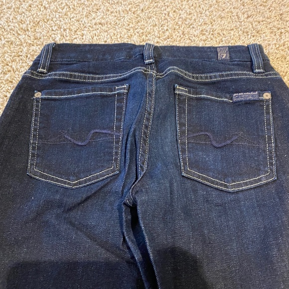 7 For All Mankind Dark Blue Straight Leg Jeans - Picture 3 of 7